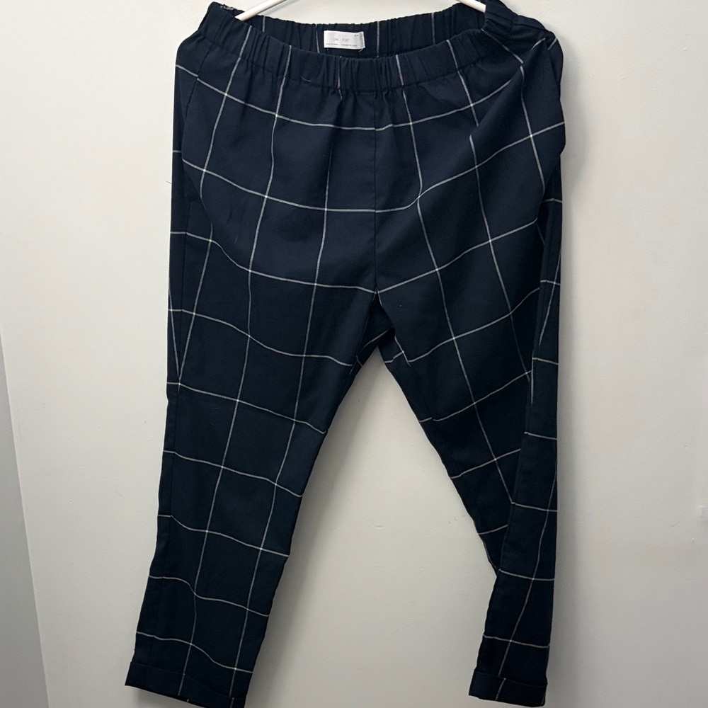 Oak + fort Navy Checked Pants